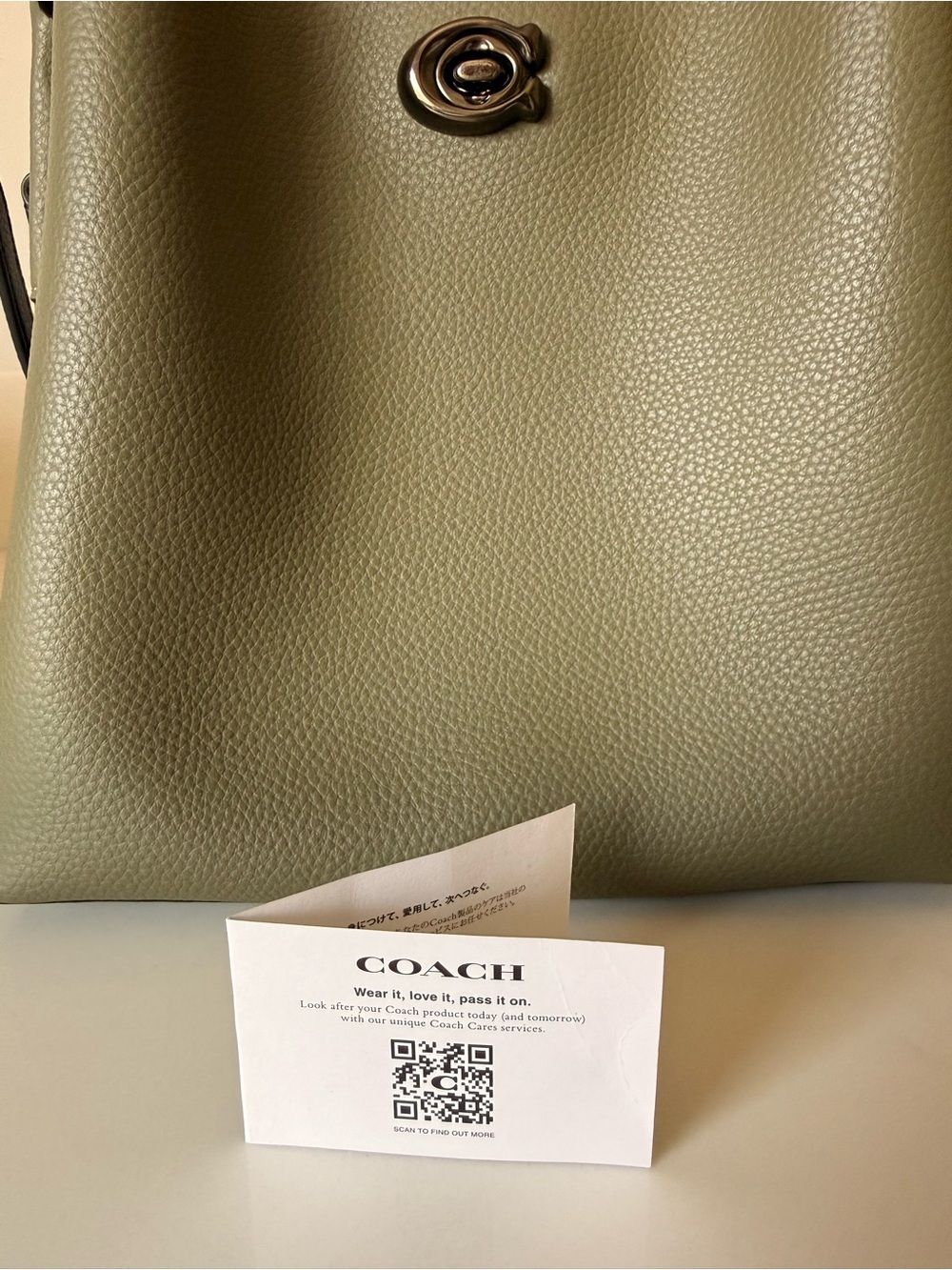 Coach Willow Bucket Bag Olive Green Pebbled Leather Crossbody Gunmetal Hardware - Picture 4 of 9